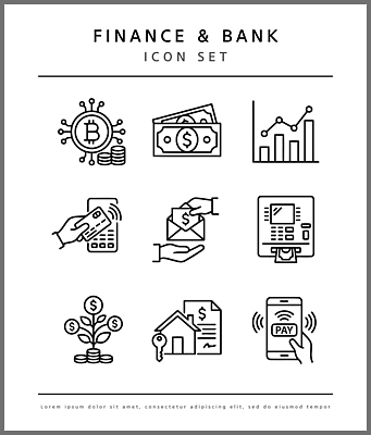 돈 일러스트 그래프 관리 금융 저축 은행 투자 결제 대출 ATM 세금 가상화폐 국내일러스트 AI파일 비즈니스 경제 재산 파일형식 벡터