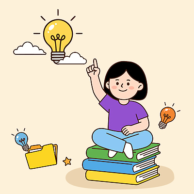 별 어린이 생각 일러스트 전구 앉기 책 학습 교양 즐거움 오르기 발견 창의력 국내일러스트 AI파일 자연요소 교육 감정 모션 사람 파일형식 벡터