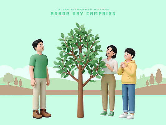 PSD 나무 편집이미지 교육 캠페인 청소년 자연 이벤트 여러명 환경 소중 식목일 나무심기 유지 심기 편집3D 식물 기념일 다수 컨셉 모션 사람 3D 생태계 파일형식