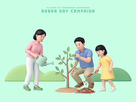 PSD 나무 식물 편집이미지 어린이 가족 모션 자연 엄마 환경 흙 아빠 식목일 물주기 나무심기 편집3D 기념일 관계 사람 3D 생태계 심기 파일형식
