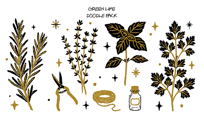 식물 일러스트 자연 도구 낙서 허브 원예 국내일러스트 AI파일 취미 생태계 파일형식 벡터