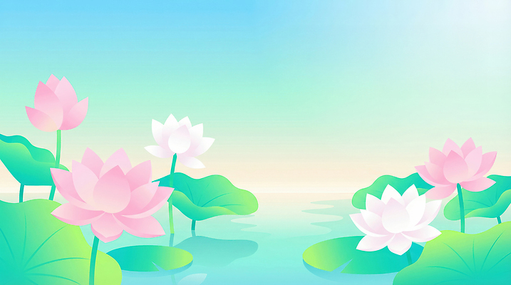 JPG 식물 꽃 일러스트 자연 하늘 수채화 연꽃 풍경 부처님오신날 연못 수면 수중식물 뷰티풀 국내일러스트 AI일러스트 AI콘텐츠 기념일 생태계 파일형식