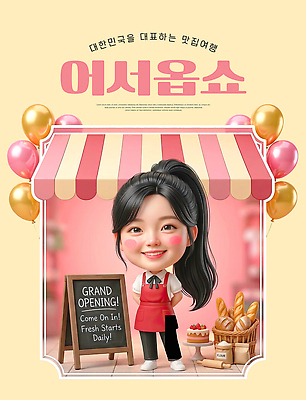 PSD 편집이미지 여자 음식 빵 한명 상점 식당 오픈 알림 서비스 메뉴 맛집 이미지편집 1 사람 파일형식