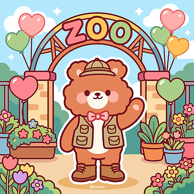 식물 캐릭터 꽃 일러스트 곰 출입구 동물원 장식 귀여움 하트 인사 즐거움 풍선 방문 국내일러스트 AI파일 모양 동물 감정 컨셉 포유류 예절 파일형식 벡터