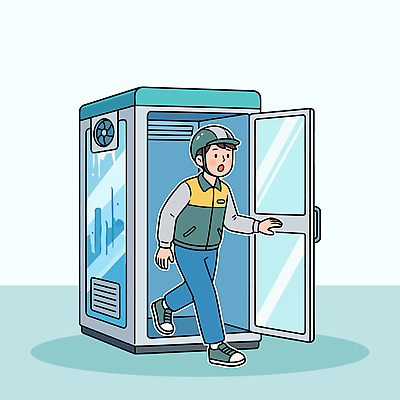 남자 이동 일러스트 노동자 걷기 업무 작업 배달원 더위 헬멧 배송 부스 국내일러스트 폭염대비 AI파일 직업 컨셉 모션 날씨 사람 대비 보호장비 파일형식 벡터