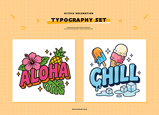 식물 손글씨 일러스트 아이스크림 열대 타이포그라피 세트 아로하 국내일러스트 AI파일 문자 디저트 파일형식 벡터