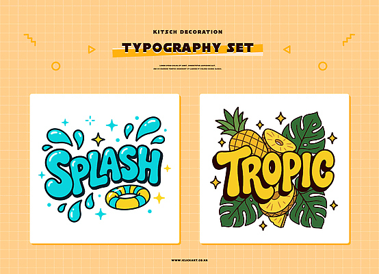 문자 과일 일러스트 열대 수영장 타이포그라피 여름 열대식물 파인애플 국내일러스트 AI파일 식물 계절 열대과일 파일형식 벡터