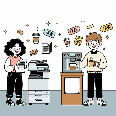 커피 음료 일러스트 청년 일상 사무실 기계 업무 작업 사무 센터 인쇄 인쇄기 커피메이커 동료 직원 문서 일과 무료 복지시설 지원 청년정책 국내일러스트 AI파일 비즈니스 관계 성인 라이프 전자제품 복지 시설 커피용품 파일형식 벡터