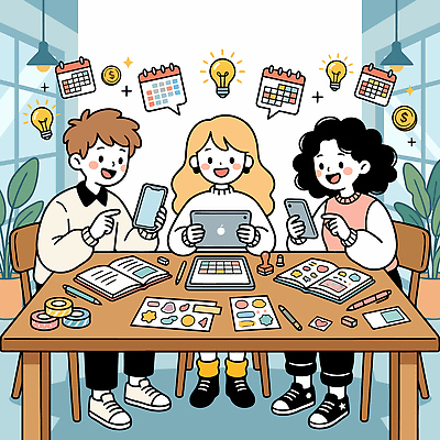 디자인 스티커 일러스트 모션 회의 협력 색연필 아이디어 대화 청년 일상 친구 스마트폰 태블릿 도구 메모지 그룹 센터 계획 문서 복지시설 지원 창의력 프로젝트 청년정책 국내일러스트 AI파일 컨셉 비즈니스 관계 학용품 말하기 성인 라이프 전자제품 핸드폰 스마트기기 사무용품 복지 시설 파일형식 벡터