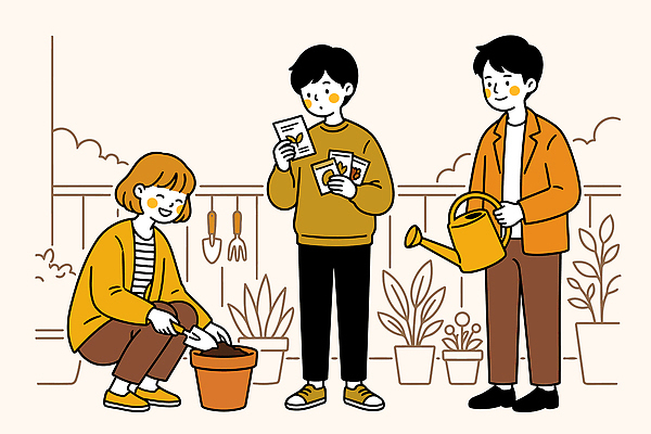 식물 손 화분 일러스트 가족 모션 씨앗 사람 취미 친구 농사 흙 도구 물주기 원예 기르기 홈가드닝 국내일러스트 AI파일 농업 관계 신체부위 돌봄 파일형식 벡터