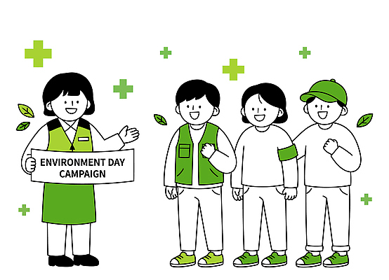 캠페인 일러스트 청소년 자연 여러명 초록색 자연보호 환경 모임 봉사 그룹 화합 참여 세계환경의날 지역사회 국내일러스트 AI파일 컬러 다수 사람 도움 보호 생태계 파일형식 벡터 법정기념일