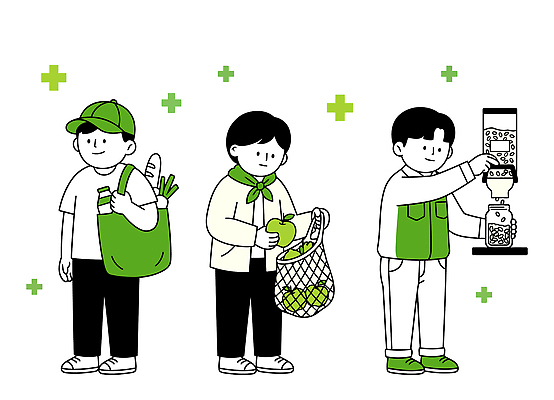 음식 과일 일러스트 모션 건강 생활 장보기 기계 구매 사과 장바구니 유기농 실천 에코백 세계환경의날 국내일러스트 AI파일 웰빙 가방 쇼핑 바구니 에코 파일형식 벡터 법정기념일