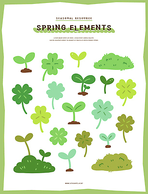 식물 잎 일러스트 자연 초원 봄 풀 클로버 원예 국내일러스트 AI파일 계절 취미 생태계 파일형식 벡터