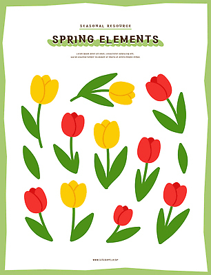 식물 꽃 일러스트 자연 봄 튤립 국내일러스트 AI파일 계절 생태계 파일형식 벡터