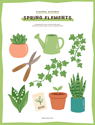 식물 화분 화초 일러스트 선인장 씨앗 봄 도구 원예 아이비 원예용품 제라늄 국내일러스트 AI파일 계절 생활용품 취미 파일형식 벡터