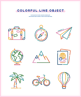 여행 가방 일러스트 산 지구본 자전거 열기구 나침반 종이비행기 오브젝트 여권 국내일러스트 AI파일 잡화 항공교통 바이크 종이접기 파일형식 벡터