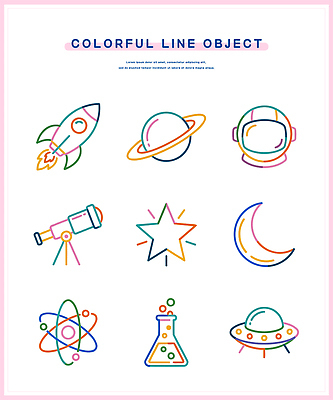 별 과학 일러스트 우주 망원경 행성 로켓 우주비행사 달 우주선 원자 천문학 우주탐사 국내일러스트 AI파일 자연요소 교육 파일형식 벡터