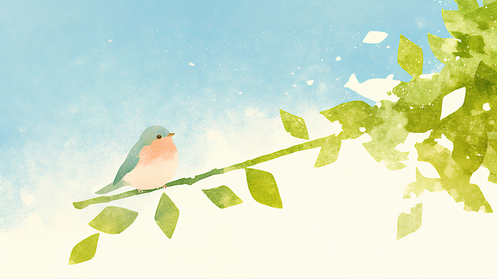 JPG 나무 잎 일러스트 자연 조류 하늘 휴식 나뭇가지 파랑새 국내일러스트 AI일러스트 AI콘텐츠 식물 동물 컨셉 생태계 파일형식