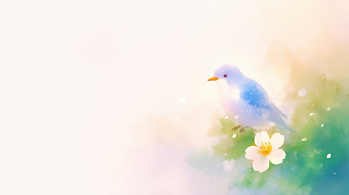 JPG 나무 식물 꽃 일러스트 자연 조류 수채화 풍경 여름 파랑새 국내일러스트 AI일러스트 AI콘텐츠 동물 계절 생태계 파일형식