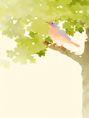 JPG 나무 일러스트 자연 조류 하늘 휴식 나뭇잎 풍경 초록색 파랑새 국내일러스트 AI일러스트 AI콘텐츠 식물 동물 컬러 컨셉 잎 생태계 파일형식