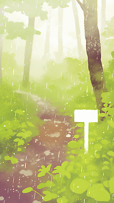 JPG 길 일러스트 자연 나뭇잎 수채화 풍경 표지판 풀 비 숲 소나기 경로 국내일러스트 AI일러스트 AI콘텐츠 자연요소 잎 날씨 알림판 생태계 파일형식