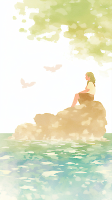 JPG 나무 행복 일러스트 자연 휴식 앉기 풍경 소녀 물 여름 강 바위 국내일러스트 AI일러스트 AI콘텐츠 자연요소 식물 계절 여자 감정 어린이 컨셉 모션 생태계 파일형식