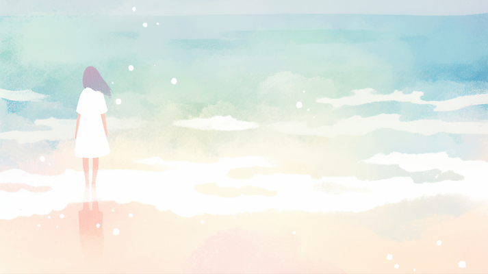 JPG 파도 바다 여행 일러스트 사람 풍경 소녀 해변 일상 물 여름 산책 국내일러스트 AI일러스트 AI콘텐츠 자연요소 계절 여자 어린이 휴식 라이프 파일형식