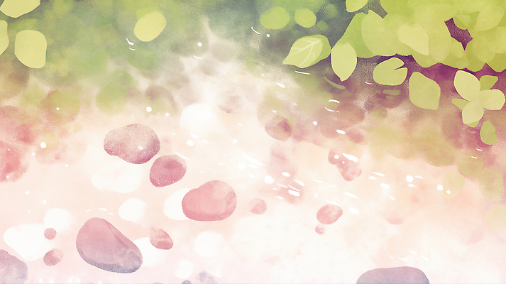 JPG 일러스트 자연 나뭇잎 풍경 물 여름 강 계곡 흐름 돌 바위 시원함 국내일러스트 AI일러스트 AI콘텐츠 자연요소 계절 컨셉 잎 생태계 파일형식