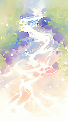 JPG 잎 일러스트 자연 물줄기 풍경 초록색 물 여름 계곡 흐름 바위 시원함 국내일러스트 AI일러스트 AI콘텐츠 자연요소 식물 계절 컬러 컨셉 생태계 파일형식