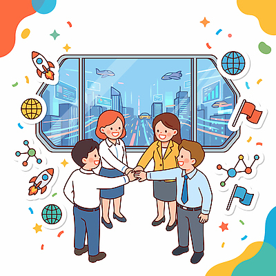 손 일러스트 비즈니스 회의 미래 협력 아이디어 직장 기술 사람 건물 사무실 도시 발전 소통 프로젝트 국내일러스트 AI파일 건축물 컨셉 회사 신체부위 파일형식 벡터