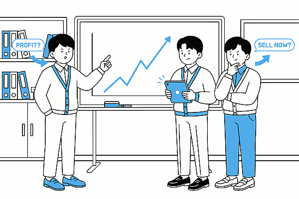 일러스트 그래프 대화 여러명 경제 태블릿 판매 정보 시장 선택 주식 토론 질문 분석 투자 상승 전략 수익 재정 국내일러스트 AI파일 다수 컨셉 비즈니스 말하기 사람 금융 전자제품 스마트기기 파일형식 벡터
