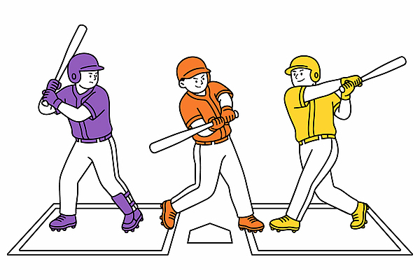 남자 스포츠 포즈 유니폼 일러스트 공 모션 필드 협력 운동선수 경기 운동 경쟁 야구 야구방망이 타자 야구선수 스윙 연습 준비 액션 국내일러스트 AI파일 옷 컨셉 건강 사람 구기 야구용품 파일형식 벡터