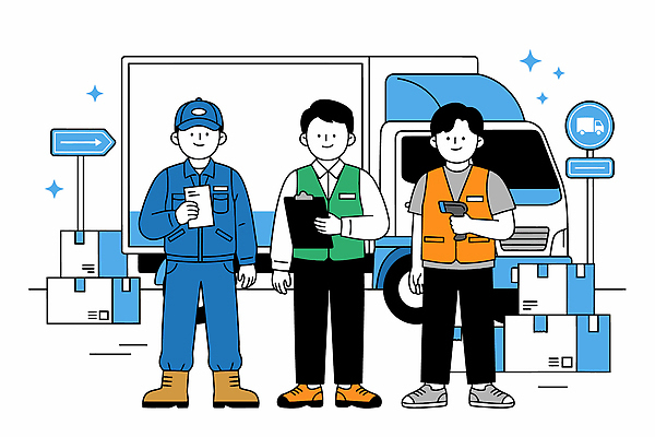 남자 일러스트 관리 상자 업무 작업 사무 상품 배송 창고 서비스 준비 반도체 주문 반도체산업 물류 수출업 역할 탑차 국내일러스트 AI파일 산업 사람 트럭 파일형식 벡터