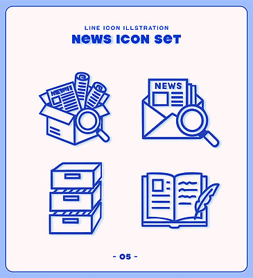 일러스트 책 세트 상자 자료 신문 뉴스 편지 문서 국내일러스트 AI파일 간행물 파일형식 벡터