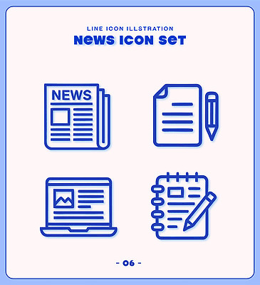 일러스트 노트북 세트 필기구 메모지 신문 뉴스 문서 국내일러스트 AI파일 문구용품 간행물 전자제품 사무용품 파일형식 벡터