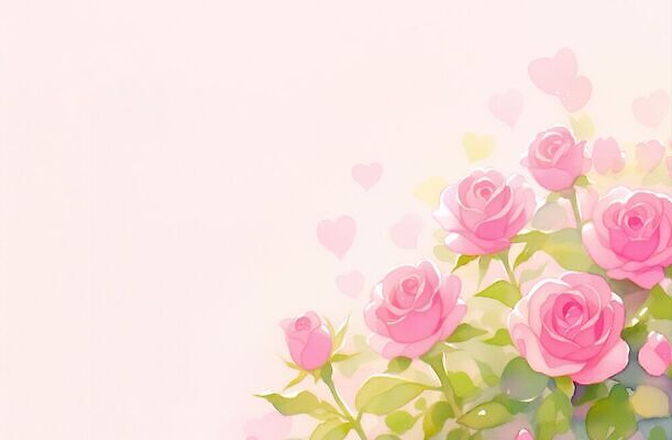 JPG 식물 꽃잎 꽃 분홍색 백그라운드 일러스트 수채화 사랑 장미 봄 국내일러스트 AI일러스트 AI콘텐츠 계절 감정 컬러 파일형식