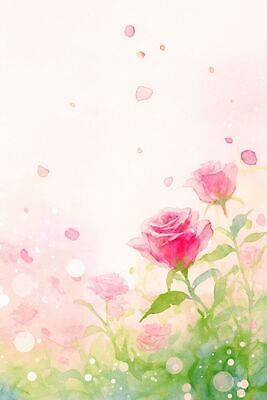 JPG 식물 꽃잎 꽃 분홍색 일러스트 하늘 수채화 풍경 장미 봄 국내일러스트 AI일러스트 AI콘텐츠 계절 컬러 파일형식