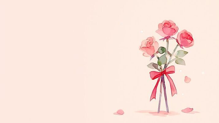 JPG 꽃잎 꽃 리본 꽃다발 백그라운드 일러스트 수채화 선물 사랑 장미 국내일러스트 AI일러스트 AI콘텐츠 식물 감정 파일형식