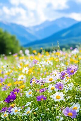 JPG 편집이미지 꽃 자연 하늘 산 풍경 봄 들꽃 편집실사 AI포토 AI콘텐츠 식물 계절 CG 생태계 파일형식