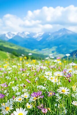 JPG 식물 편집이미지 꽃 화초 꽃밭 자연 산 풍경 봄 들꽃 경관 편집실사 AI포토 AI콘텐츠 계절 CG 생태계 파일형식