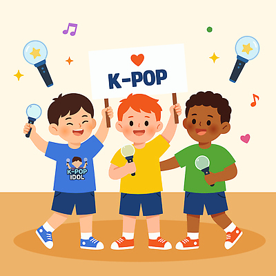 어린이 음악 일러스트 노래 모션 협력 친구 공연 기쁨 팻말 마이크 즐거움 다문화 케이팝 국내일러스트 AI파일 감정 음향기기 관계 문화예술 프레임 사람 이벤트 사회이슈 파일형식 벡터