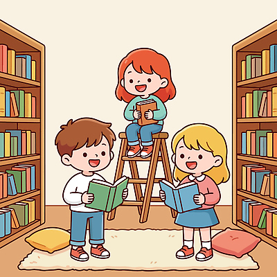 어린이 일러스트 모션 커뮤니케이션 이야기 책 친구 학습 독서 도서관 즐거움 진로 국내일러스트 AI파일 교육 감정 관계 사람 파일형식 벡터