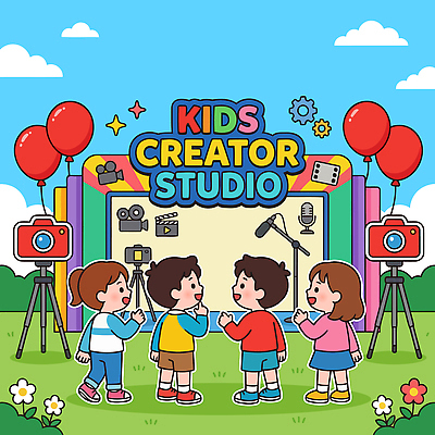 어린이 일러스트 모션 스튜디오 대화 웃음 잔디 친구 기계 무대 즐거움 영상 풍선 창작 프로그램 크리에이터 국내일러스트 AI파일 식물 직업 감정 관계 표정 말하기 사람 파일형식 벡터 1인미디어