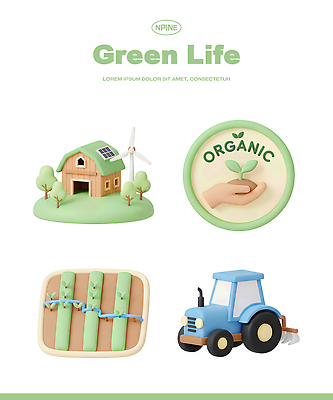 PSD 편집이미지 농업 자연 표시 농작물 농장 환경 농사 에너지 풍력에너지 친환경 유기농 트랙터 풍력기 편집3D 웰빙 산업 3D 그린에너지 농기계 생태계 특수차량 파일형식