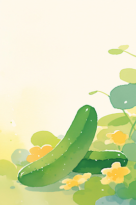 JPG 꽃 채소 일러스트 오이 여름 농작물 신선 국내일러스트 AI일러스트 AI콘텐츠 식물 계절 농업 파일형식