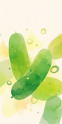 JPG 백그라운드 채소 과일 일러스트 오이 수채화 건강 여름 신선 국내일러스트 AI일러스트 AI콘텐츠 계절 파일형식