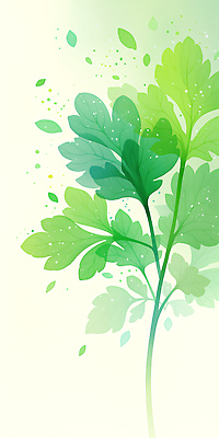 JPG 백그라운드 잎 일러스트 나뭇잎 수채화 초록색 고수 크기 국내일러스트 AI일러스트 AI콘텐츠 식물 컬러 향신료 파일형식