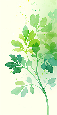 JPG 백그라운드 잎 일러스트 수채화 초록색 고수 국내일러스트 AI일러스트 AI콘텐츠 식물 컬러 향신료 파일형식