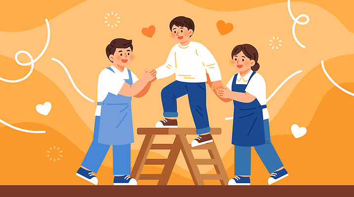 교육 일러스트 사다리 가족 협력 함께함 사랑 안전 믿음 환경 기쁨 성장 도움 사회 상호작용 국내일러스트 AI파일 감정 컨셉 관계 도구 공동체 파일형식 벡터