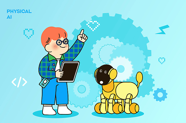 교육 어린이 과학 일러스트 기술 학습 태블릿 디지털 개 로봇 기어 소프트웨어 창의성 상호작용 AI_인공지능 국내일러스트 AI파일 포유류 사람 전자제품 스마트기기 파일형식 벡터